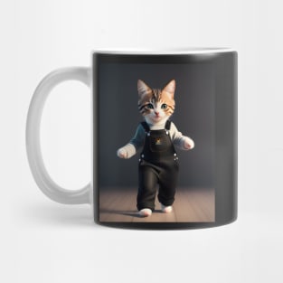 Cat Wearing Overalls - Modern Digital Art Mug